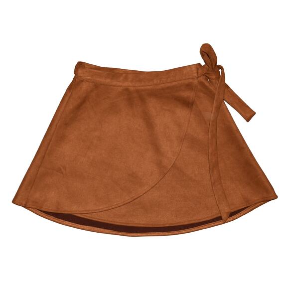 LULUS $49 Wrap to It Brown‎ Faux Suede Wrap Mini Skirt Small - Picture 1 of 3